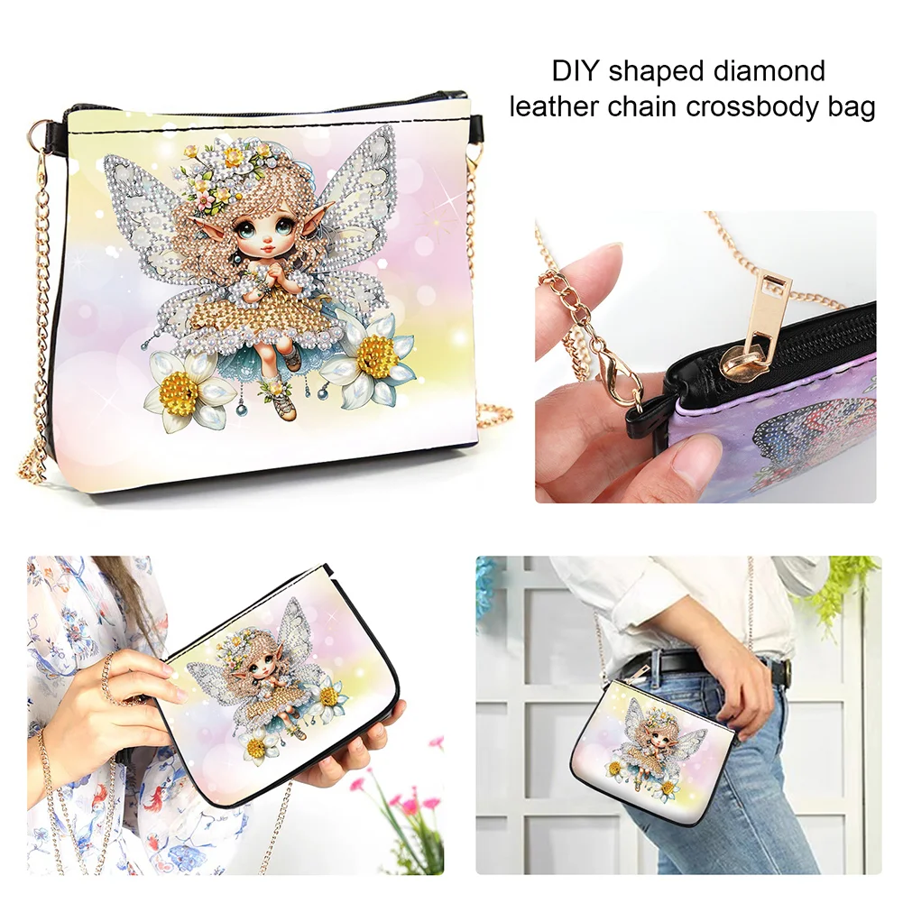 Butterfly Fairy Diamond Painting Coin Chain Purse 5D Diamond Handmade Chain Bag