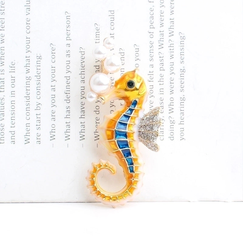 Exaggerated Funny Hippocampus Alloy Inlay Artificial Pearls Rhinestones Unisex Brooches