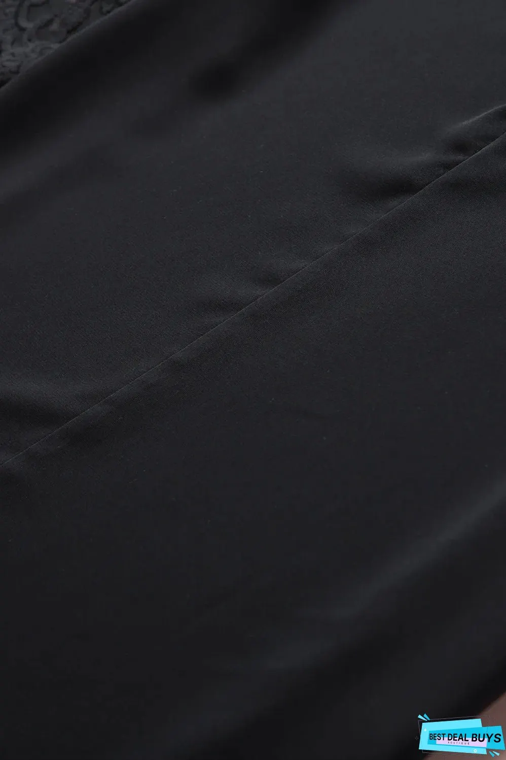 Black Floral Lace Sleeve Patchwork Top