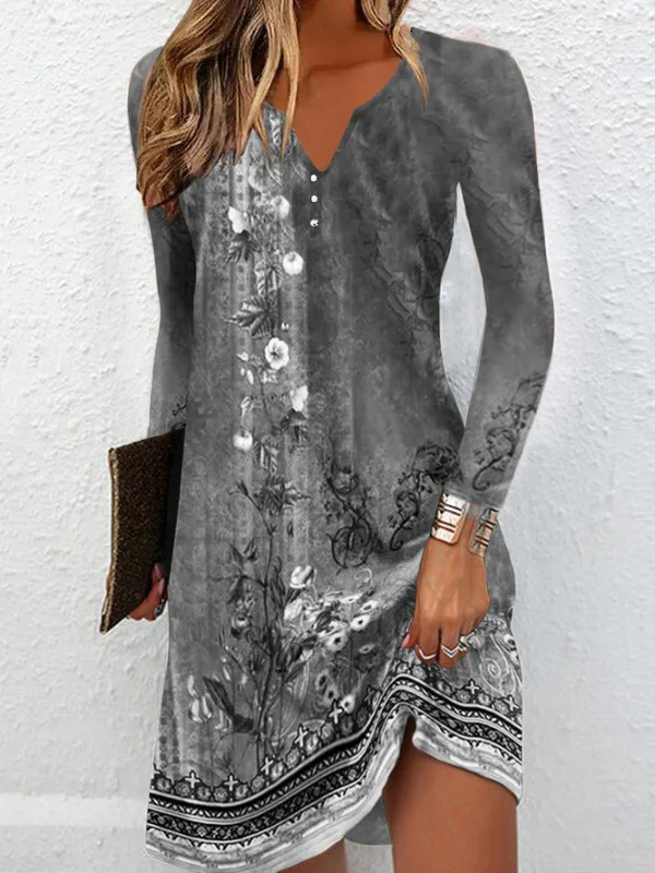 Vacation Sleeveless A-Line Floral Printed V-Neck Dress main image 1