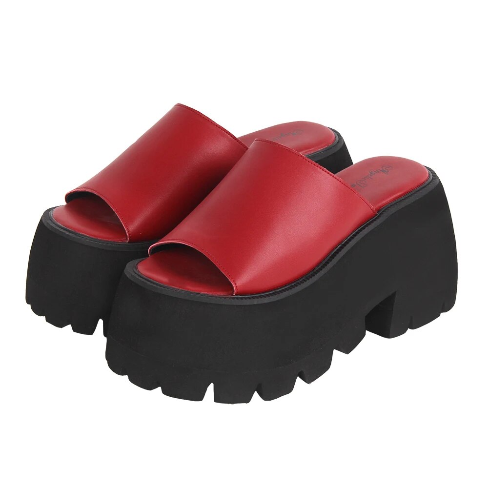 TAAFO Woman Sandals Genuine Leather Shoes Lady High Heels Pumps Platform Girl Dress Party Sandals 10cm