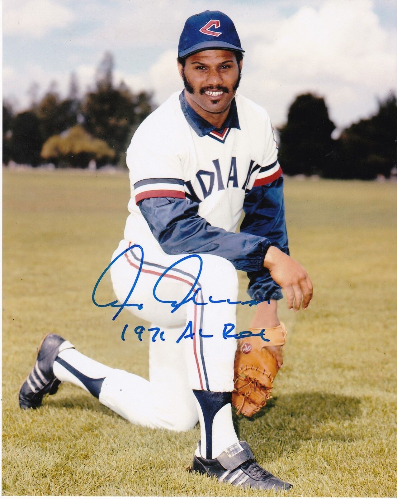 CHRIS CHAMBLISS CLEVELAND INDIANS 1971 AL ROY ACTION SIGNED 8x10