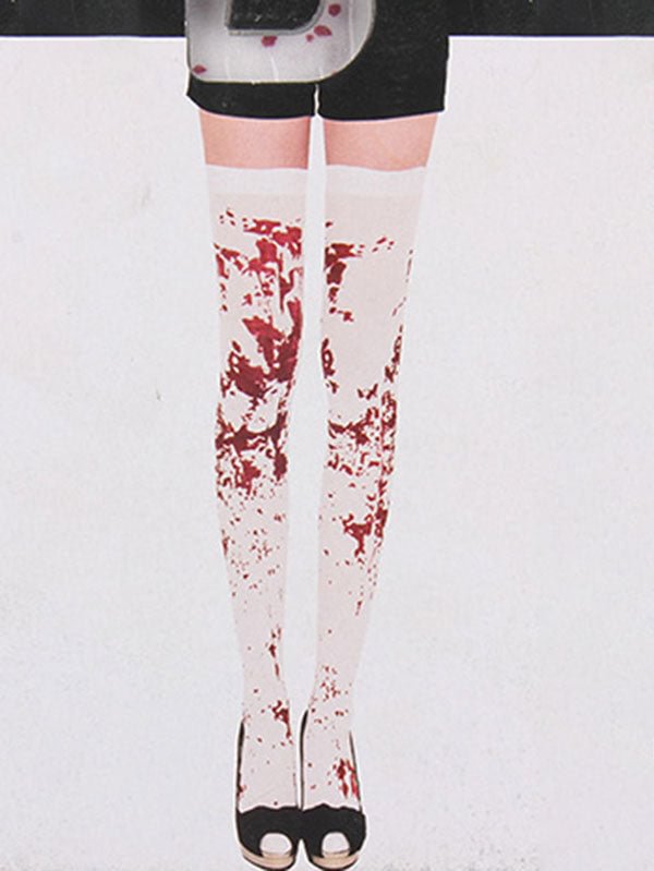 Halloween Blood Skeleton Print Knee Length Socks-elleschic
