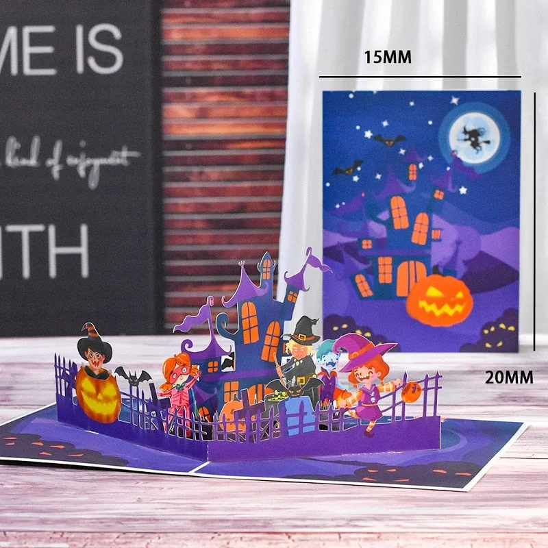 3D Pop-Up Hallowmas Cards for Kids Gift Funny Hallows Day Pumpkin Greeting Card Halloween Postcard