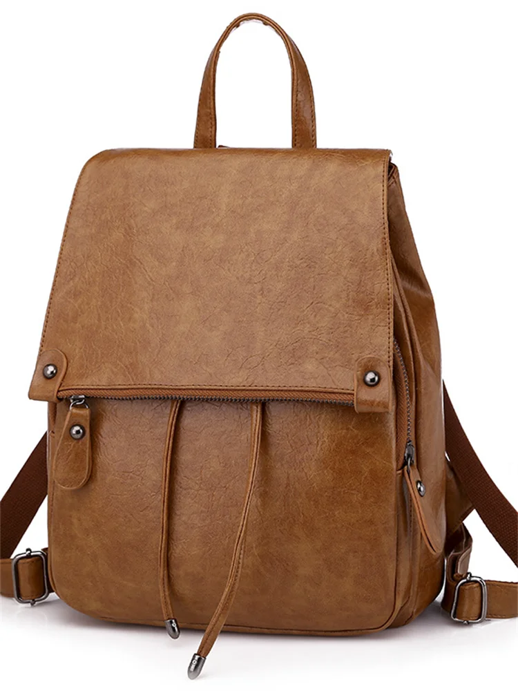 Vintage Flap Adjustable Soft Leather Backpack