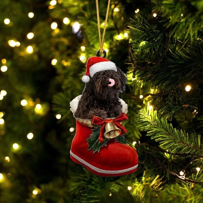 VigorDaily Puli Dog In Santa Boot Christmas Hanging Ornament SB150