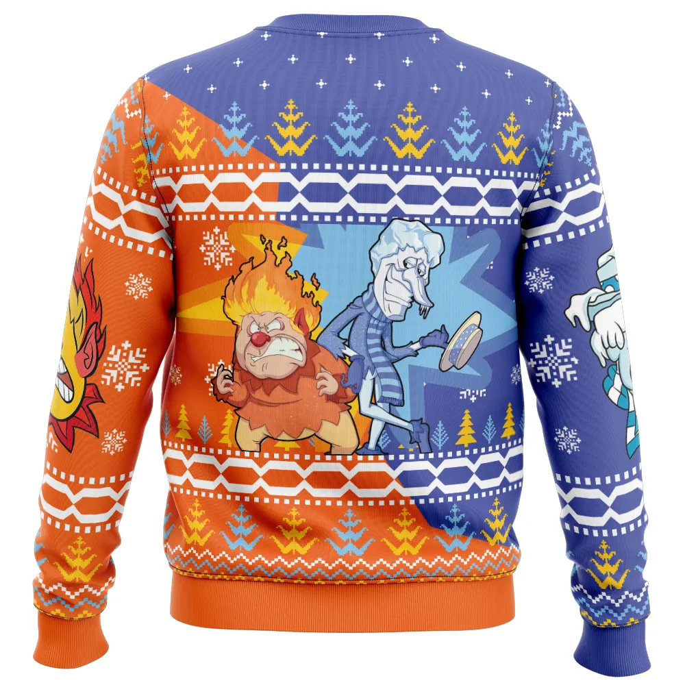 Heat and Snow Miser The Year Without a Santa Claus Ugly Christmas Sweatshirt