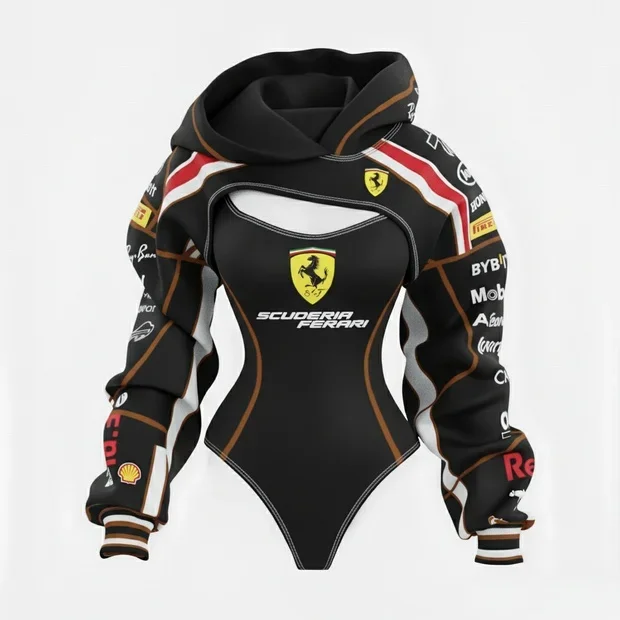 2026 New Women's Racing Team Logo Digital Print Irregular Cut Suit