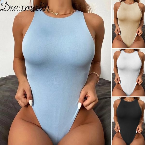 Women's Fashion Stretch Slim Rompers O-neck Sleeveless Solid Color Off Shoulder Body Top Streetwear Jumpsuit Tank Tops Suit Clothes - Shop Trendy Women's Fashion | TeeYours