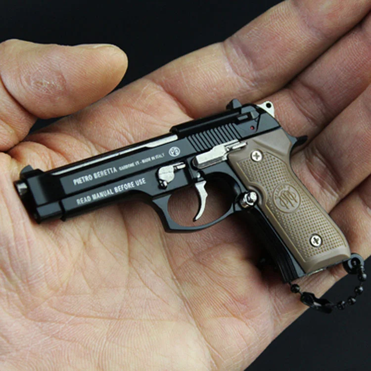 ToyTime PUBG M92F Mini Beretta Gun Keychain Fidget Toy Mini Pistol Shape Keychain Alloy Gun Keychain for Gift
