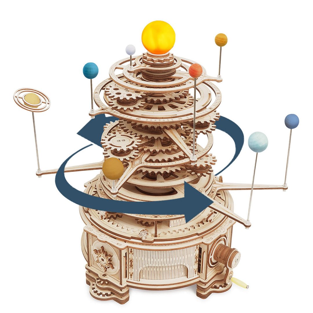 Mechanical 3D Solar System -Planetary Orbits Wooden Puzzle  Brain-training Toys Gift for Husbands Child Friends, Family, DIY Lovers