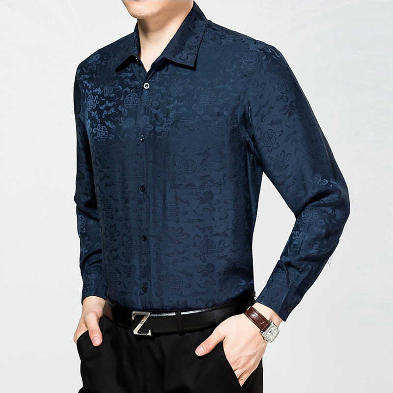 Jacquard Long Sleeves Silk Shirt| Multi-Colors Selected