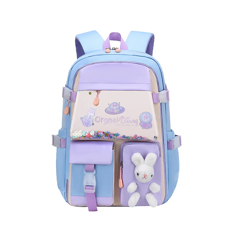 Cute Cartoon Bunny Backpack Girl Kindergarten Princess Schoolbag (S Blue)