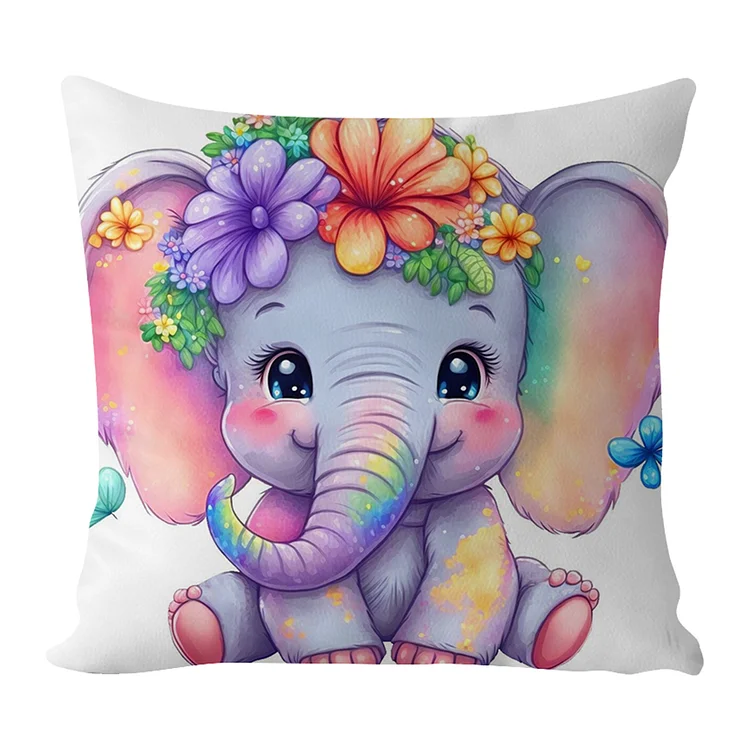 Pillow-Elephant 11CT Stamped Cross Stitch 45*45CM(17.72*17.72In)