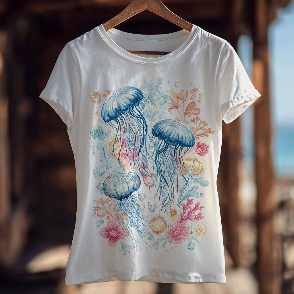 Jellyfish Pattern Design Casual Short-sleeve T-shirt wearshes