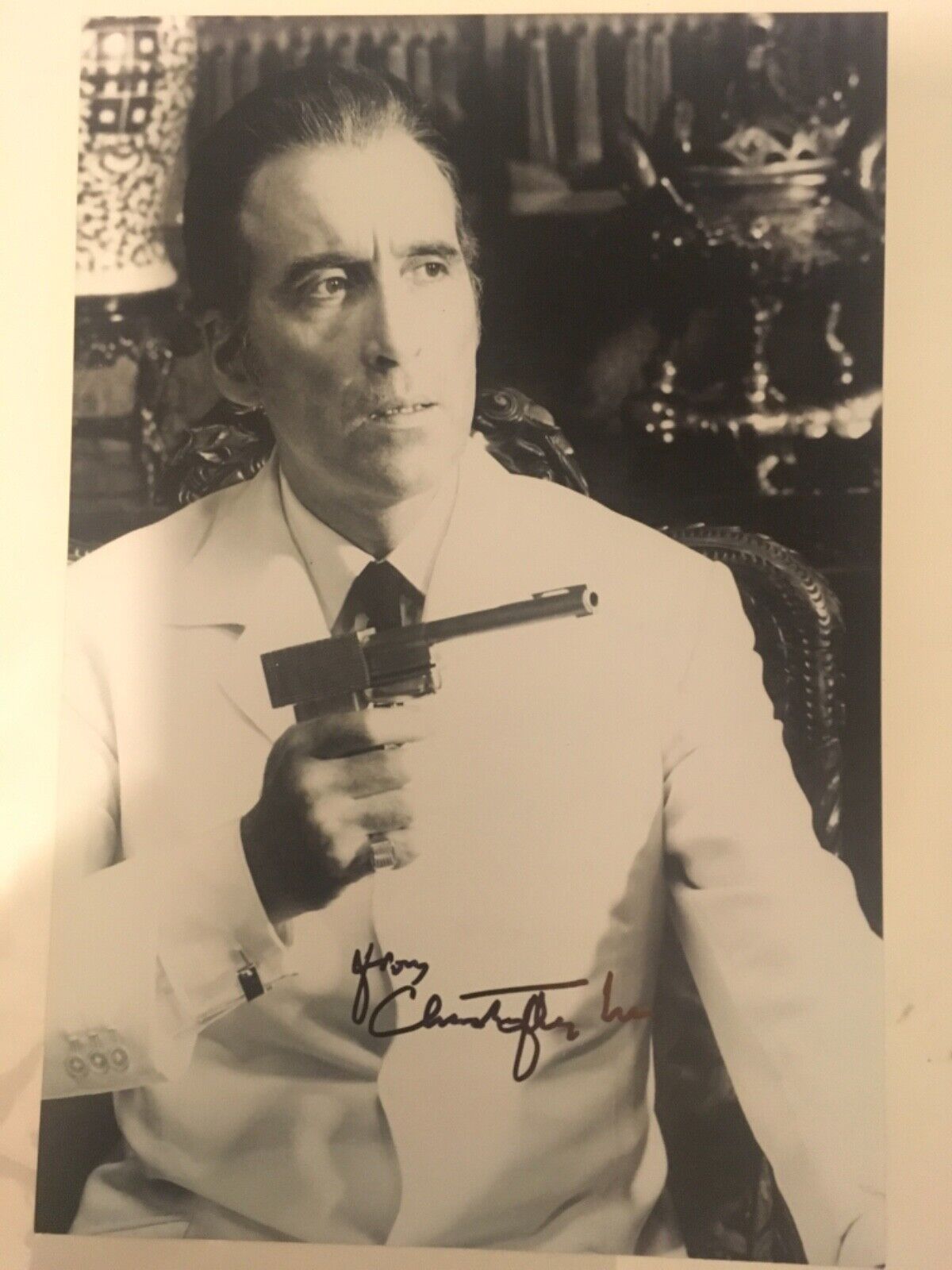 Christopher Lee HAND Signed 12x8 Photo Poster painting, Autograph, James Bond The Man Golden Gun