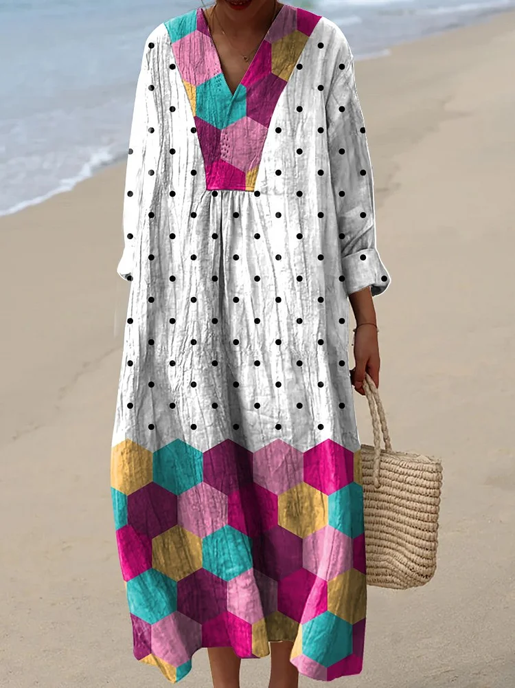 Women's Irregular Geometric Art Print Dress