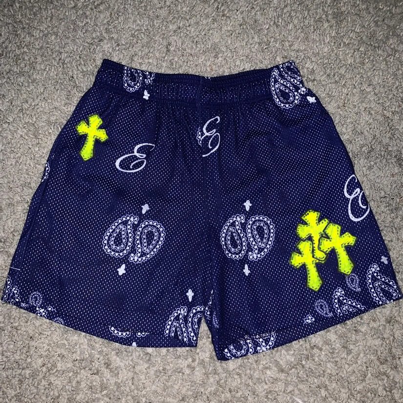 Cross-print sports retro shorts