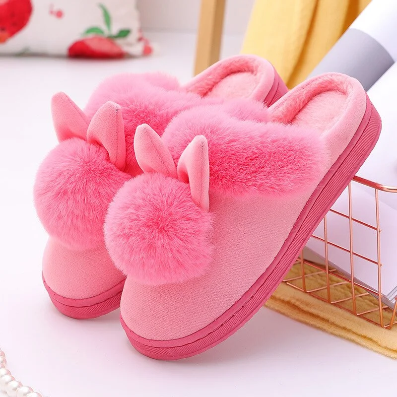 Women Winter Slippers Plush Female Indoor Home Slipper Shoes Casual Ladies Soft Comfort Warm House Shoes Woman Furry Rabbit Ears