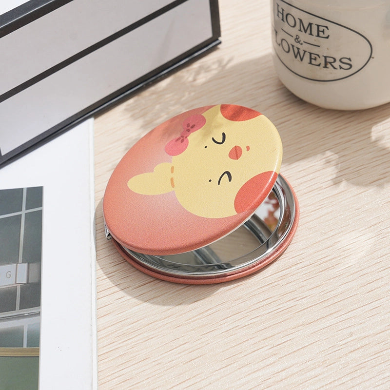 Cartoon Double-sided Portable Makeup Mirror Round Mini Mirror Bag Makeup Mirror Student Women Folding Small Mirror