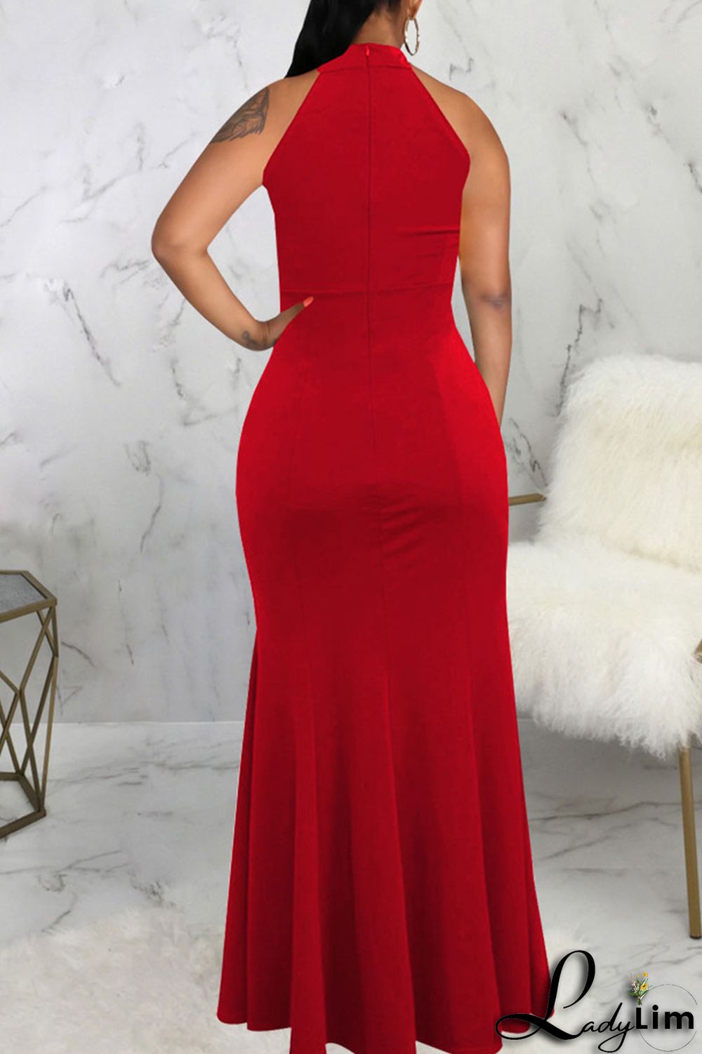 Dark Green Elegant Solid Patchwork Half A Turtleneck Evening Dress Dresses