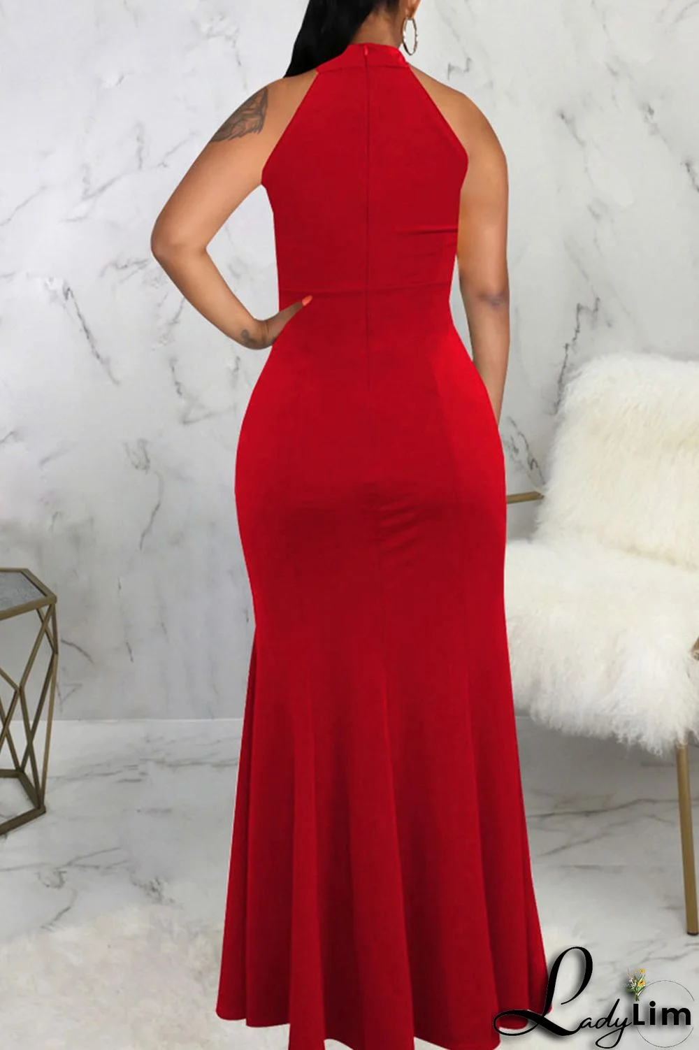 Dark Green Elegant Solid Patchwork Half A Turtleneck Evening Dress Dresses