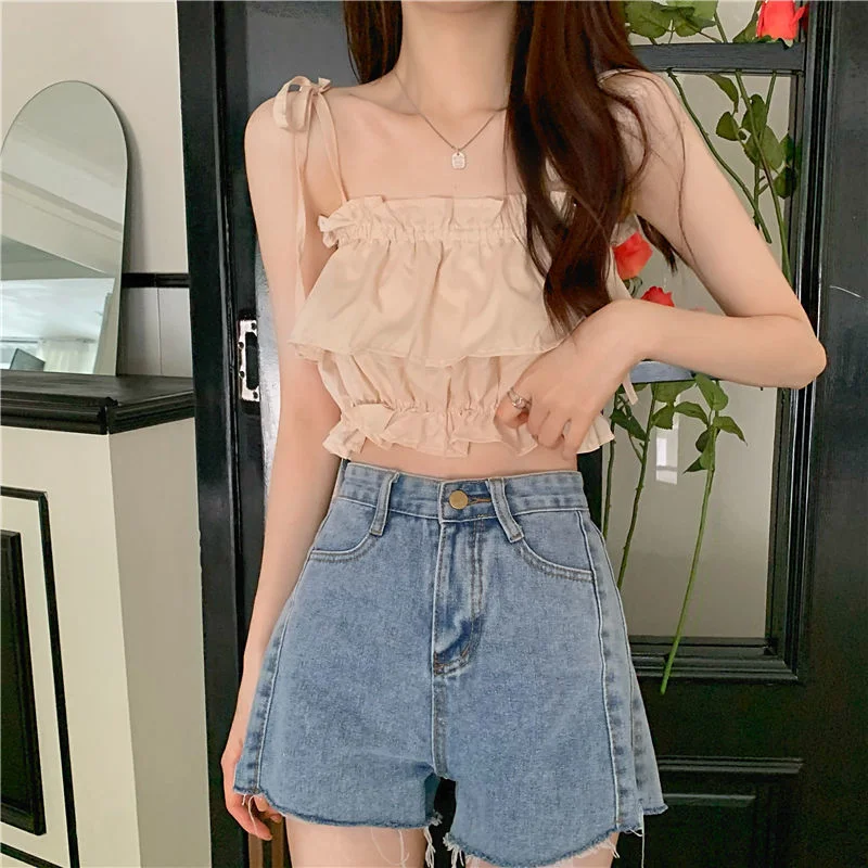 Uveng Uveng Leafside Spice Girls Sling Women's 2023 New Summer Vests Outside The High-Rise, Sleeveless Blaming Umbility Umbility Top