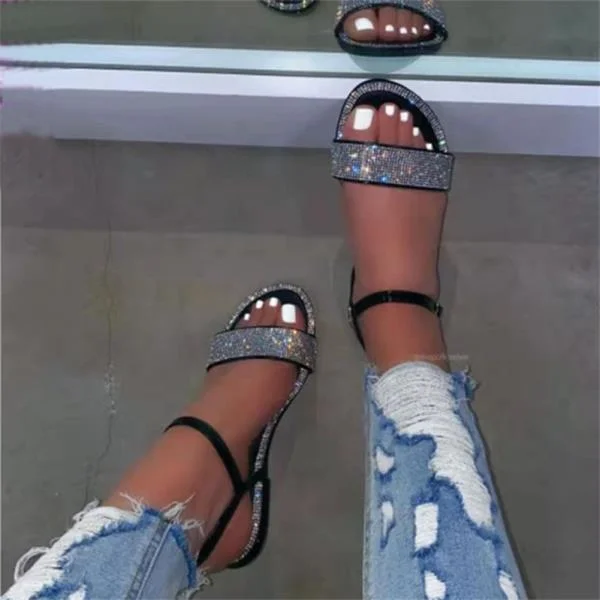 Lourdasprec  Sandals 2023 Women's Large Size Buckle Strap Ladies Shoes Summer Suit Female Beige New Big Fashion Low Comfort Black