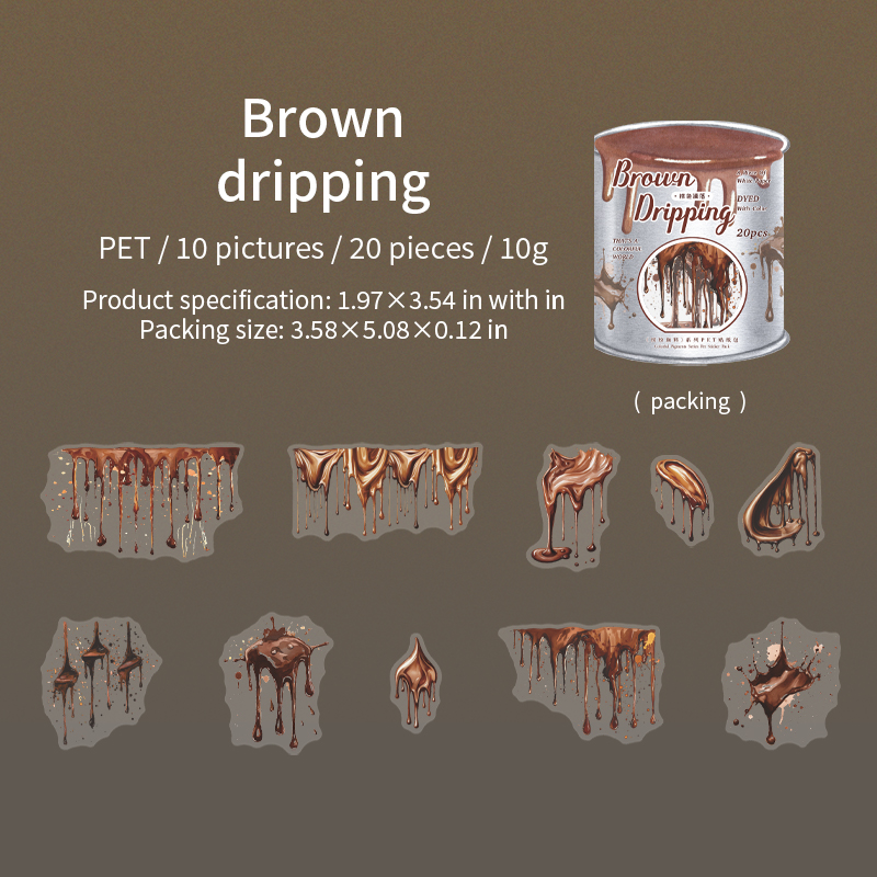 PET Sticker - Colorful Pigment Series Vintage Pigment Dripping Landscape 