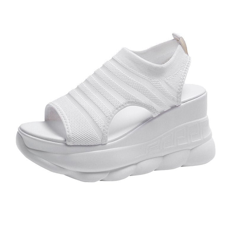 High Quality Women Sandals 2021 New Summer Wedges Platform Shoes High Heels Mesh Breathable Sneakers Sport Sandals Slippers