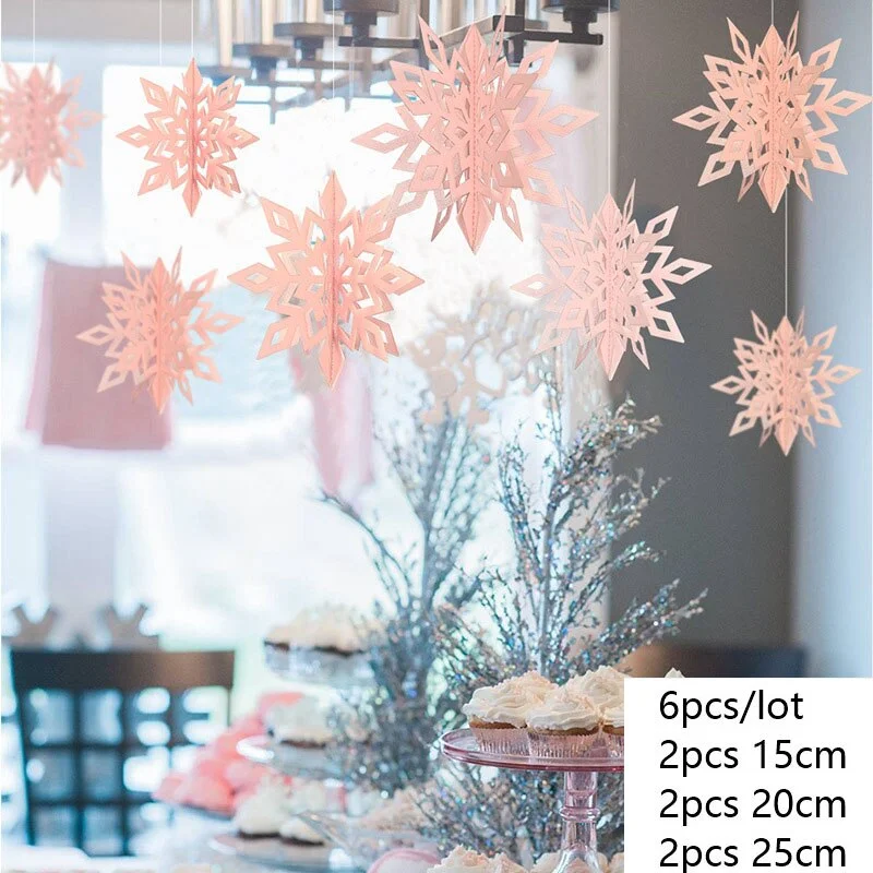3D Artificial Snowflakes Paper Garland Banner Christmas Decorations for Home Winter Birthday Party Fake Snow New Year Ornaments
