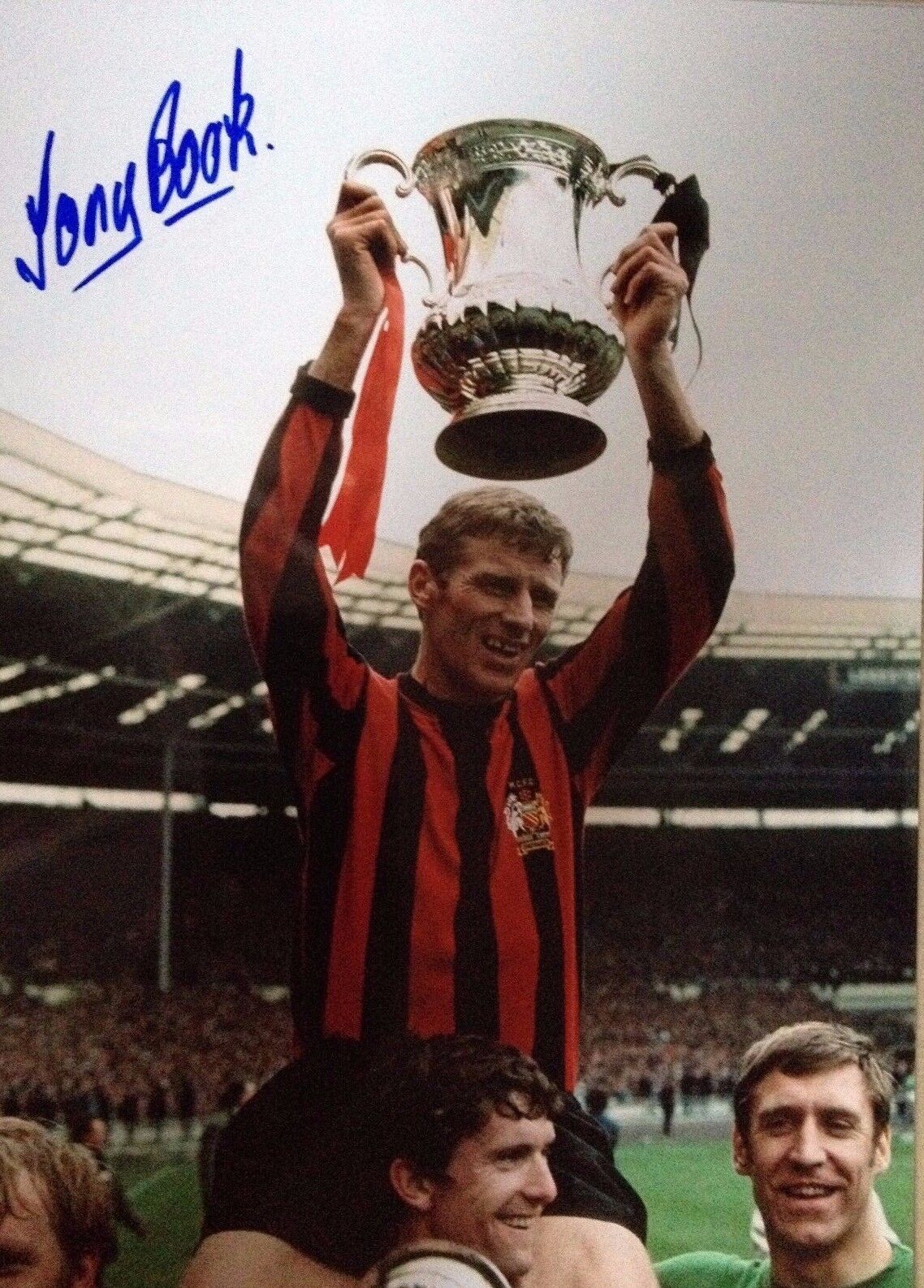 TONY BOOK - FORMER MANCHESTER CITY FOOTBALLER - SUPER SIGNED COLOUR Photo Poster paintingGRAPH