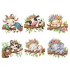 (US Local)6pcs Acrylic DIY Animals on Tree Diamond Art Fridge Magnet Kit for Beginners