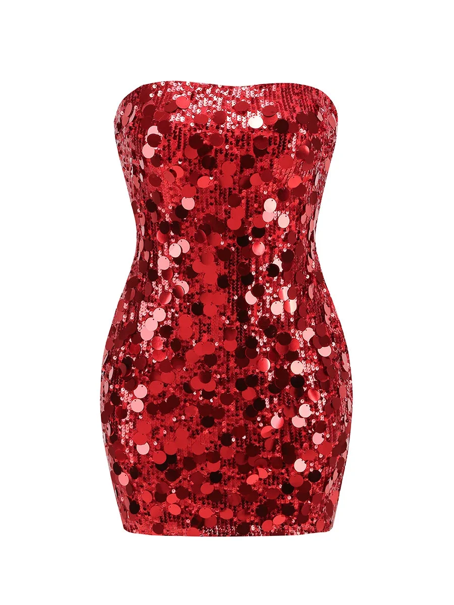 Toloer Sequin Bodycon Tube Mini Dress-Outfit Ideas