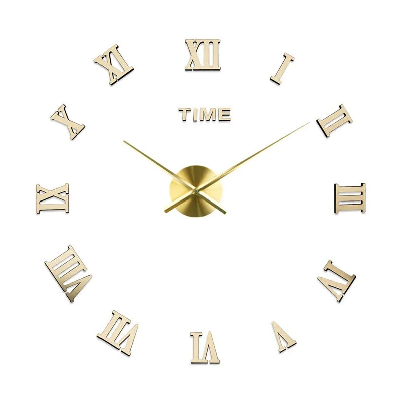 Roman Numerals Wall Clock Acrylic Material Self-adhesive Modern Home Decor 3D DIY Digital Wall Clocks Stickers Living Room