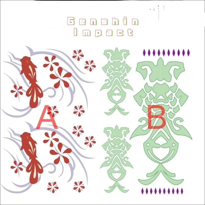 Anime Genshin Impact Game Naganohara Yoimiya Cosplay Arm Temporary Fake Tattoo Stickers for Woman and Girl Faux Tatouage Femme