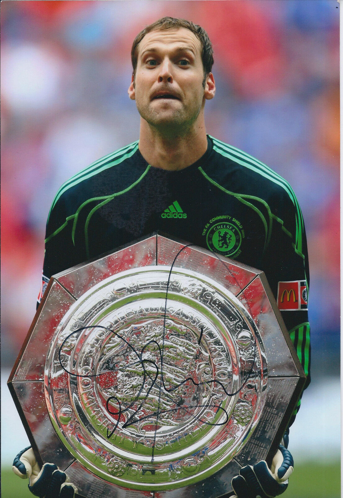 Petr CECH Signed Autograph Photo Poster painting AFTAL COA Chelsea Charity Shield Winner Trophy