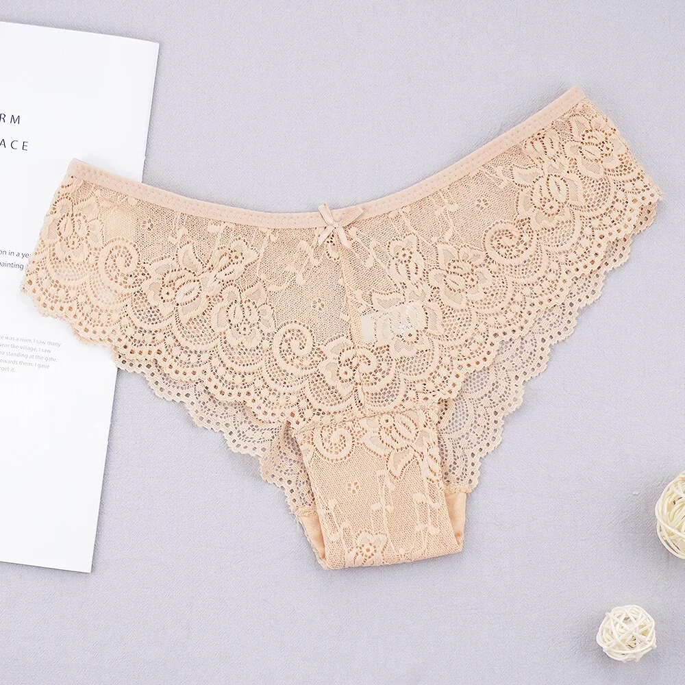 Billionm Lace Underwear Women Sexy Panties Transparent Low Waist Hollow Briefs Seamless Tangas Intimate M-XXL Thongs