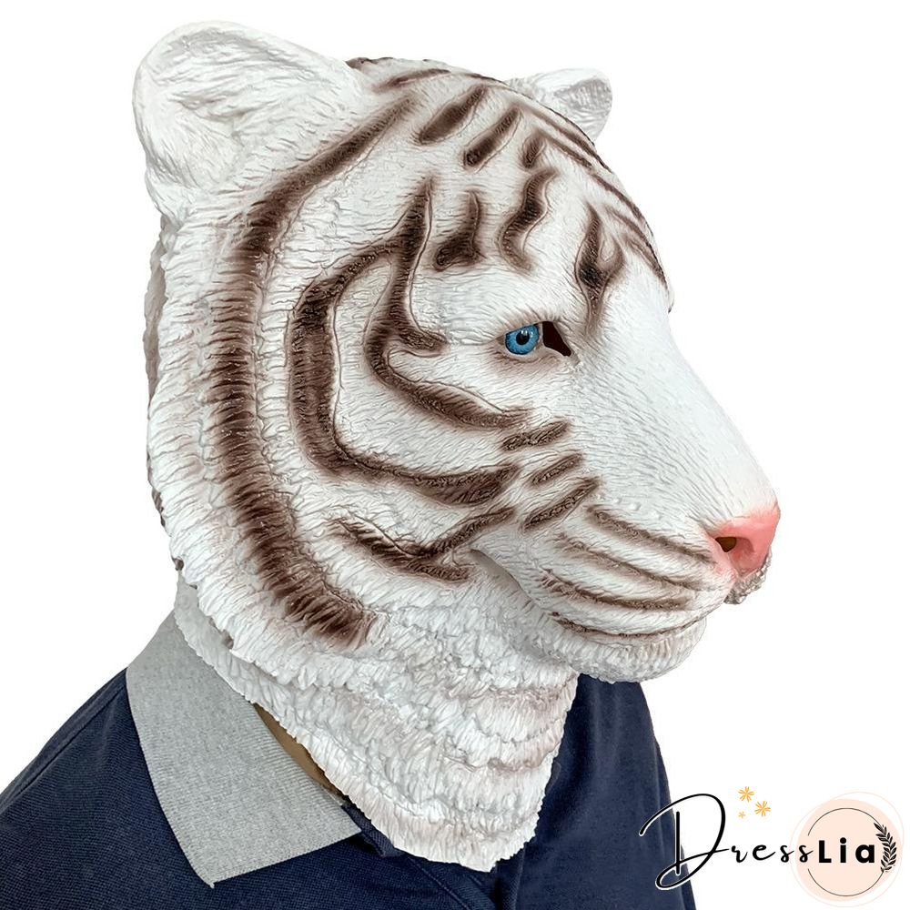 Halloween White Tiger Mask Animal Party Halloween Full Head Mask