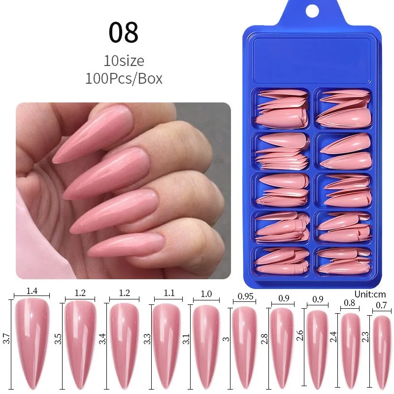 100Pcs Black White False Nail Tips Full Cover Acrylic Almond Coffin Candy Colorful Fake Nails Tip Manicure Extension Nail Tool-Nail Inspo