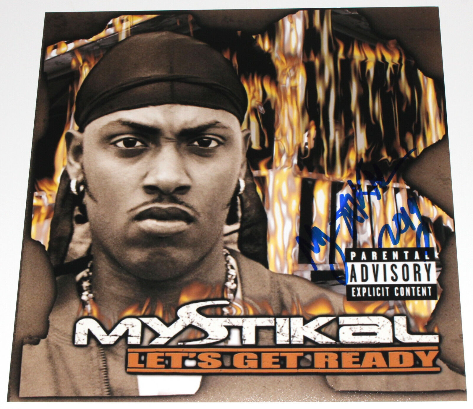 RAPPER MYSTIKAL SIGNED AUTHENTIC 'LET'S GET READY' 12x12 ALBUM FLAT LP Photo Poster painting COA