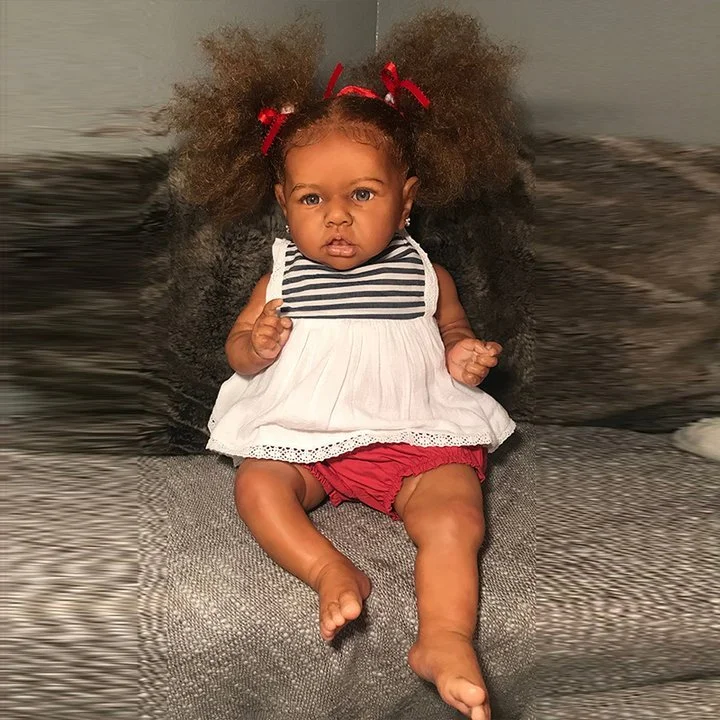 [Heartbeat & Sound] Dollreborns®African American 20'' Danish Super Trending Black Silicone Vinyl Reborn Baby Doll Girl By 2024