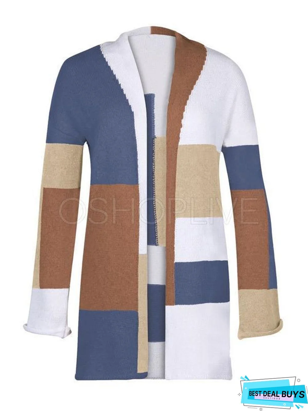 Splicing Color Mid-Length Knitting Sweater