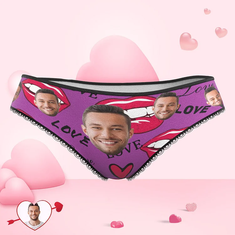 Custom Face Love Panties Lips Pattern Personalized Valentine's Day Gifts