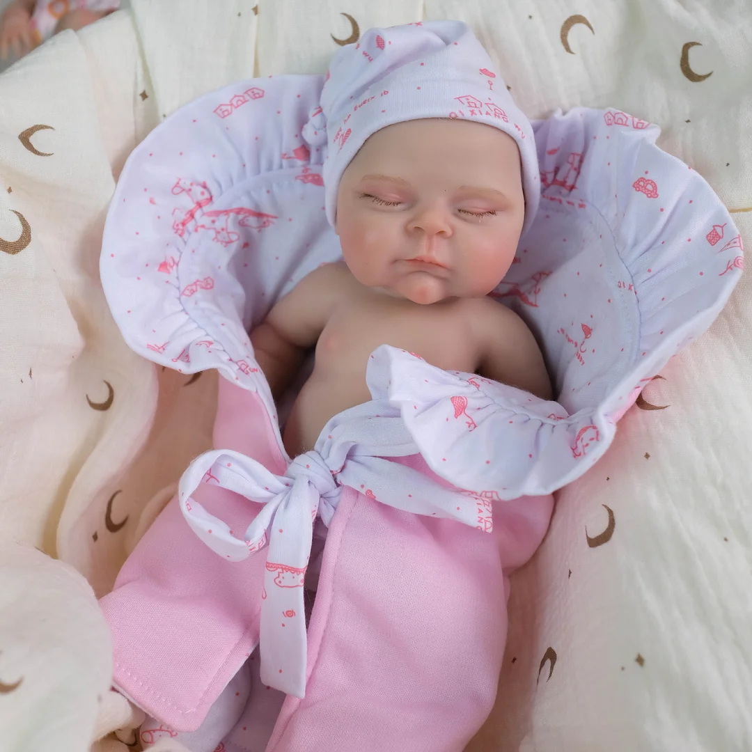 12inch Solid Silicone Baby Powder Printed Blanket-Like Doll