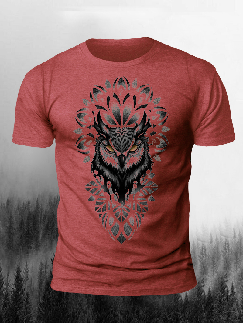 Viking Owl Print Short Sleeve T-Shirt