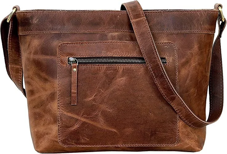 Concealed Carry Delaney Distressed Leather Crossbody Bags for Women