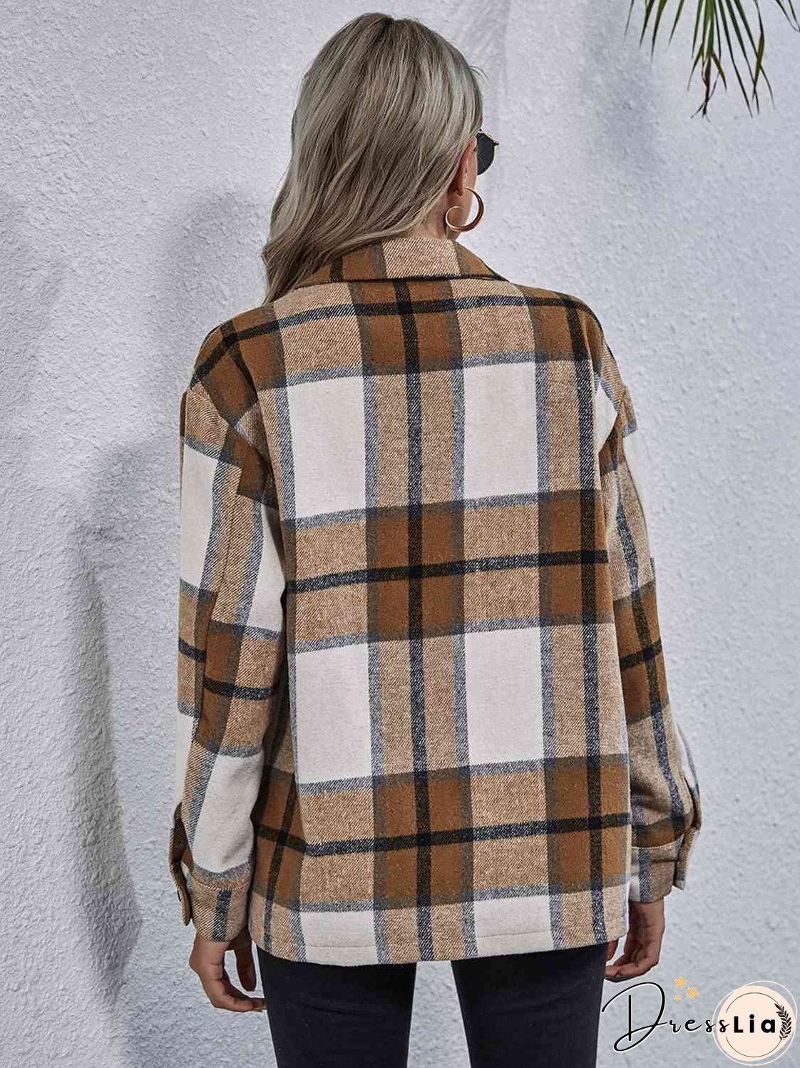 Plaid Button Down Collared Jacket