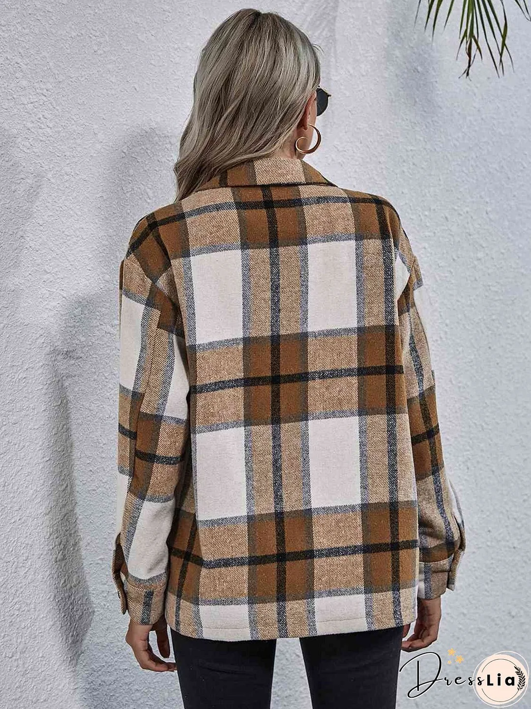 Plaid Button Down Collared Jacket