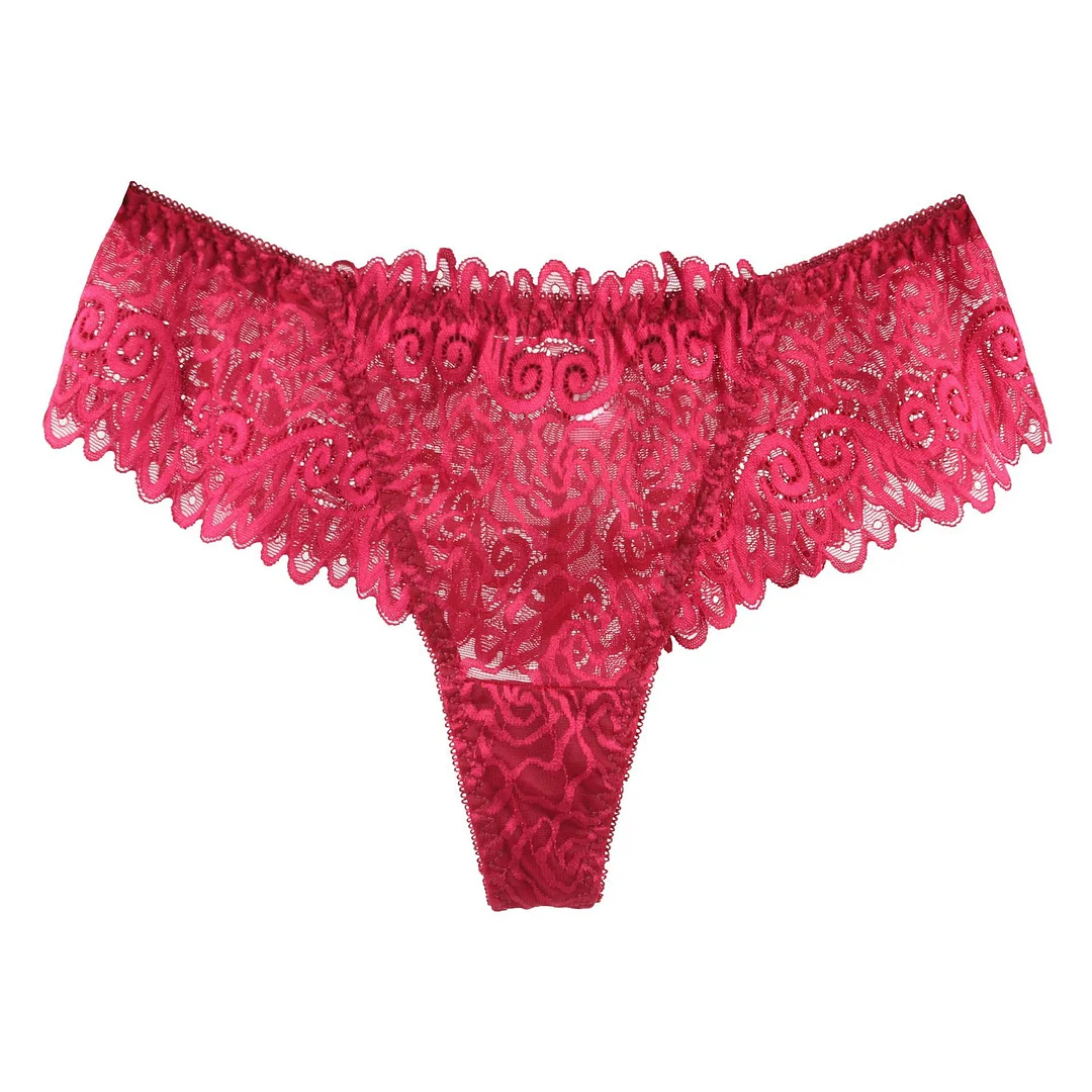 Mid Waist Lace Hollow Out Thong